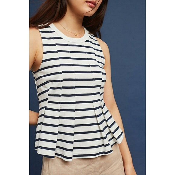 blue and white striped peplum top